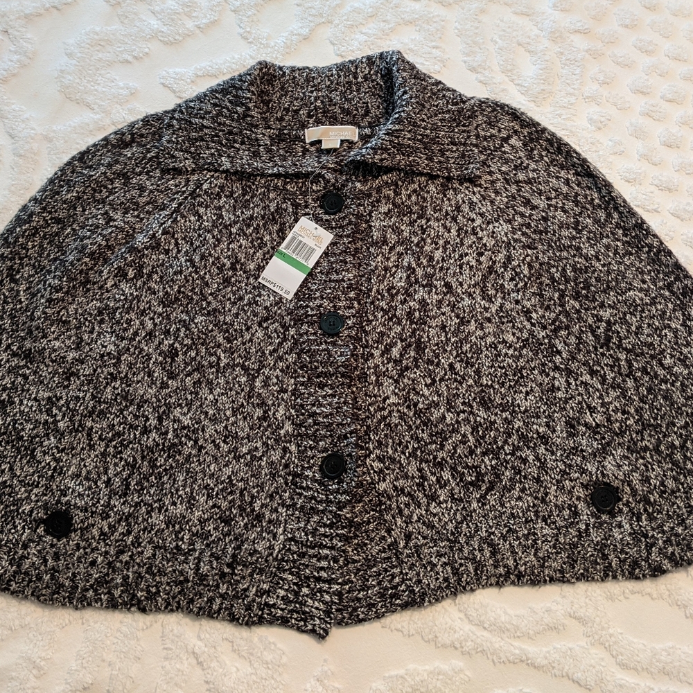 Michael Kors Black Button Cape~Large